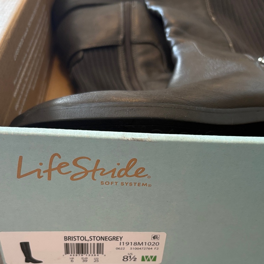 Life Stride Women's Stone Gray Heeled Boots